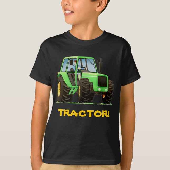Camiseta Tractor verde de encargo del niño (Anverso)