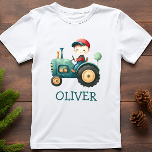 Camiseta Tractor verde lindo de niños personalizado