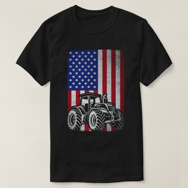 Camiseta Tractores Agricultores Bandera Americana Granja Pa (Diseño del anverso)