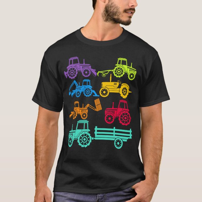 Camiseta Tractores coloridos Niños Maquinaria Agrícola (Anverso)
