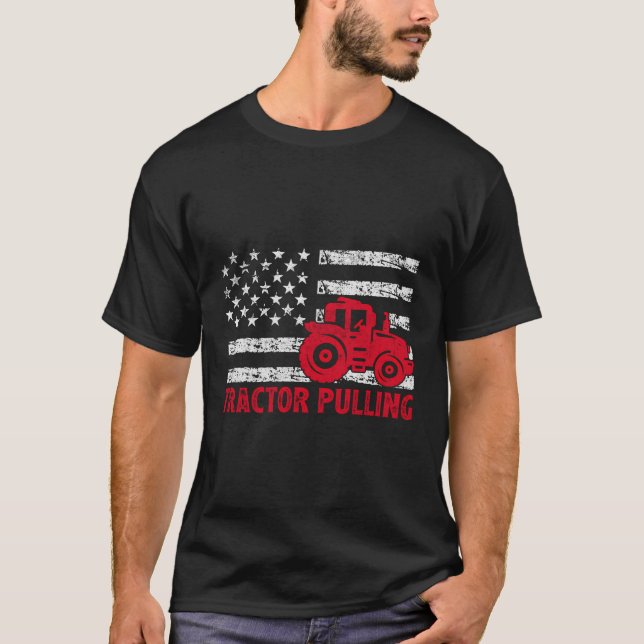 Camiseta Tractores De Granja Ue Bandera 4 De Julio Tractor  (Anverso)