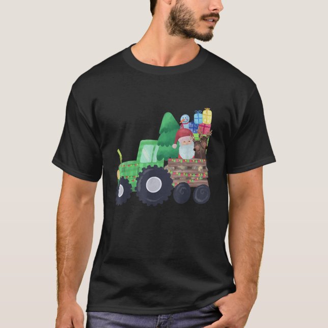 Camiseta Tractors Costume Santa Christmas Funny Reindeer Li (Anverso)