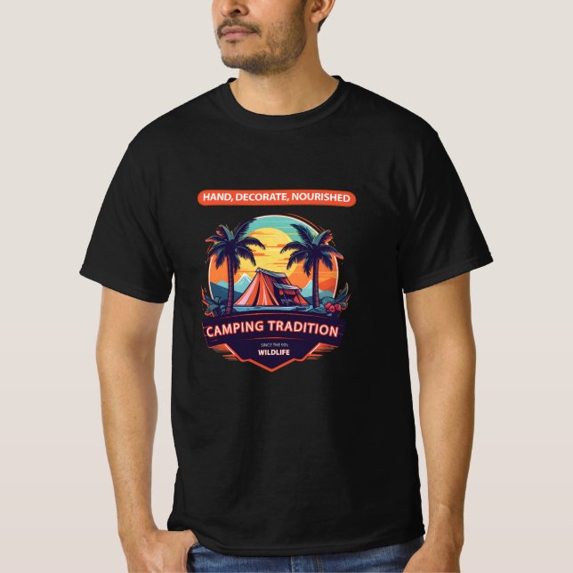 Camiseta Tradición de camping: Aventura de puesta de sol ba (Anverso)