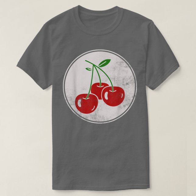 Camiseta Tradición de Cerezo Rojo Triple Cerezas Fruto Aman (Diseño del anverso)