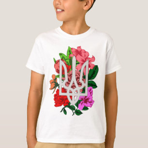 Camiseta Tradicional botánico y tridente ucraniano tryzub T