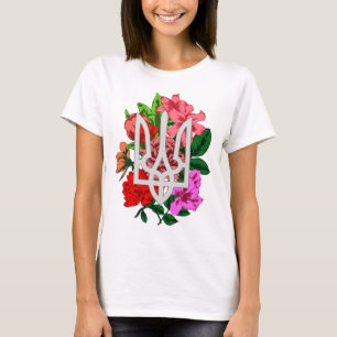 Camiseta Tradicional botánico y tridente ucraniano tryzub T