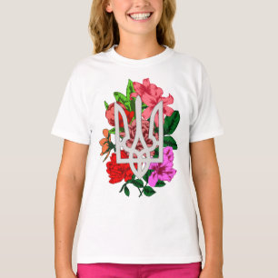 Camiseta Tradicional botánico y tridente ucraniano tryzub T
