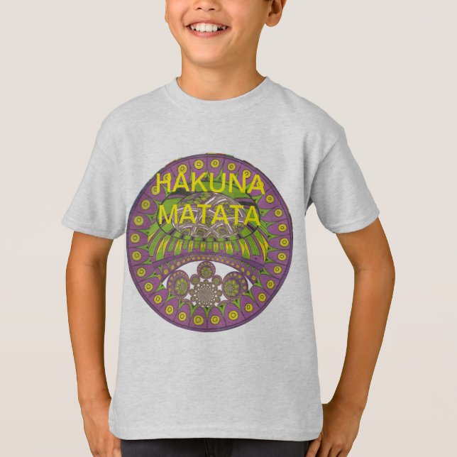 Camiseta Tradicional kaleidoscopio africano púrpura y amari (Anverso)