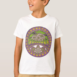 Camiseta Tradicional kaleidoscopio africano púrpura y amari