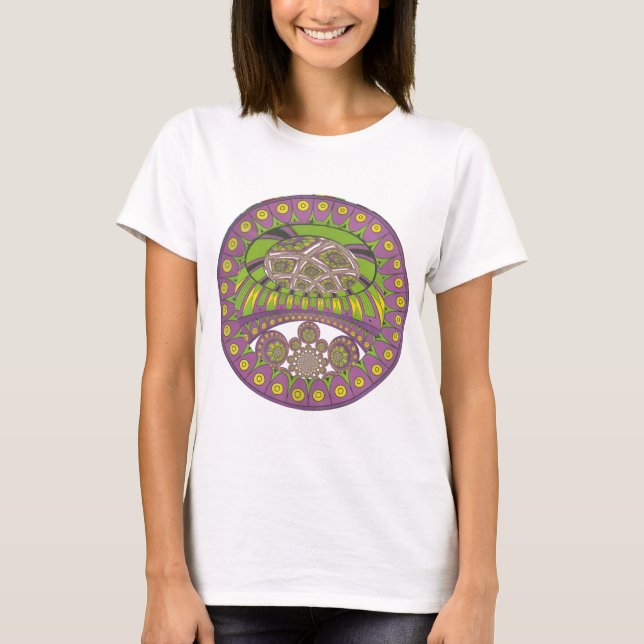 Camiseta Tradicional kaleidoscopio africano púrpura y amari (Anverso)
