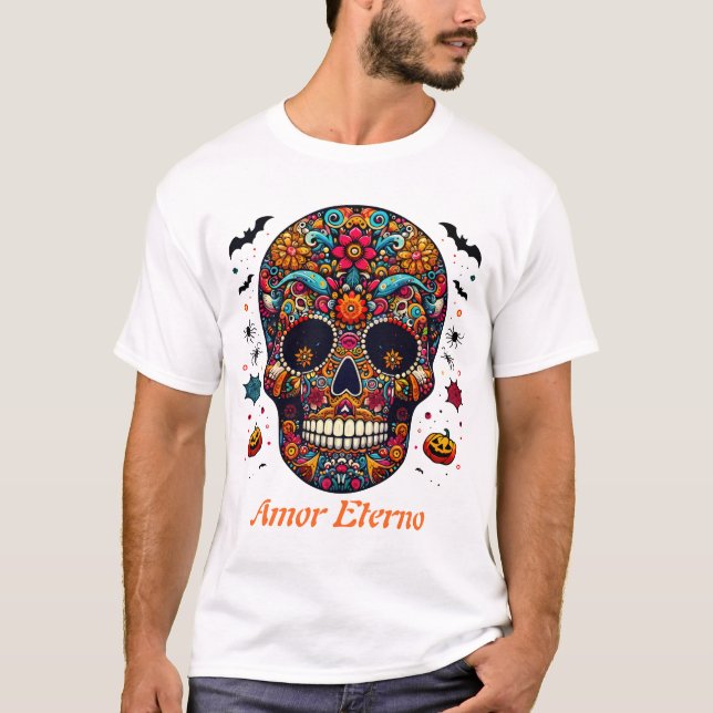 Camiseta Traditional Sugar Skull Halloween Mexican Art