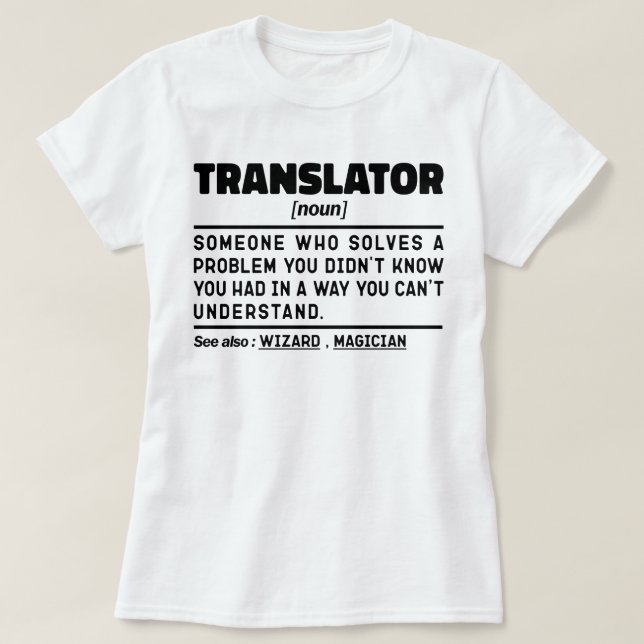 Camiseta Traductor Nueva Definición Cumpleaños Actual Funny (Diseño del anverso)