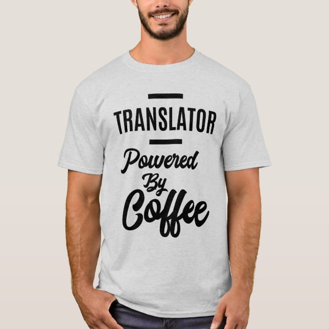 Camiseta Traductor Traductor De Título De Trabajo Con Café (Anverso)