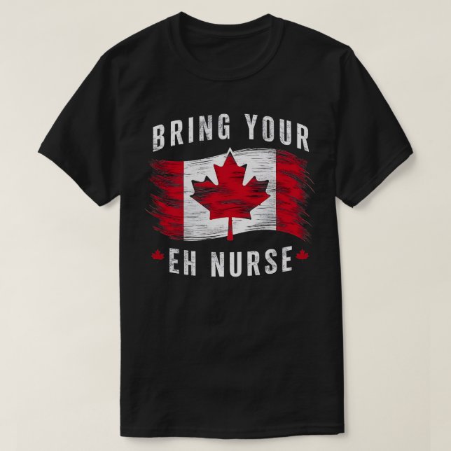 Camiseta Trae tu Enfermera Inscrita Canad Bandera Canadiens (Diseño del anverso)