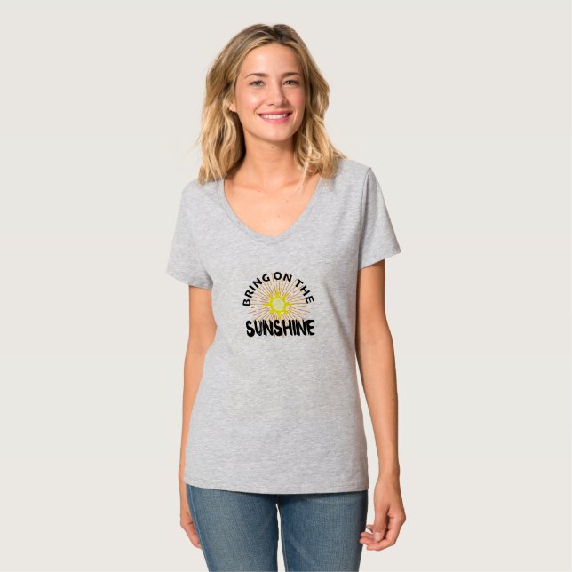 Camiseta Traer el diseño de la luz del sol - V-frente básic (Anverso completo)