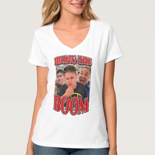 Camiseta Traer los regalos divertidos de Chiste de Boom Riz (Anverso)