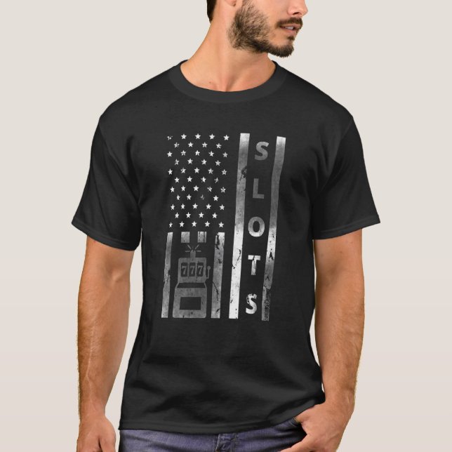 Camiseta Tragamonedas Vintage US Flag Slot Machine Gambling (Anverso)