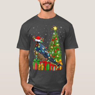 Camiseta Tragar Ave Iluminación De Xmas Árbol Santa Hat Tra