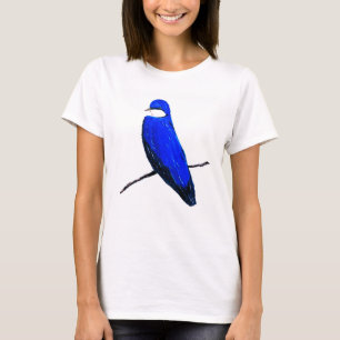 Camiseta Tragar de pájaros azules artesanales
