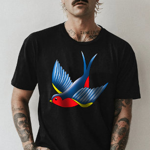 Camiseta Tragar el tatuaje azul rojo