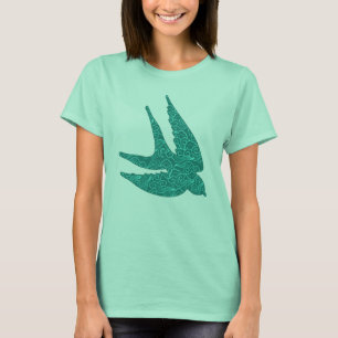 Camiseta Tragar japonés en vuelo, turquesa y Aqua