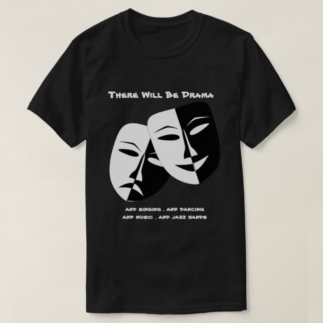 Camiseta Tragedia de teatro mascarilla: Drama blanco negro (Diseño del anverso)