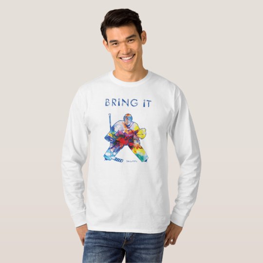Camiseta Tráigale la acuarela del portero del hockey