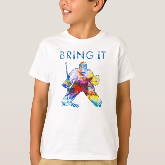 Camiseta Traigan a los jóvenes de la acuarela del hockey Go (Anverso)