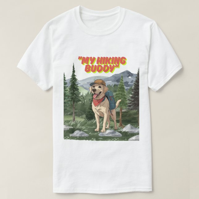 Camiseta Trail Buddy – Hiking Labrador Adventure (Diseño del anverso)