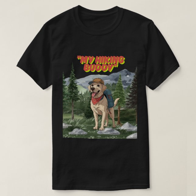 Camiseta Trail Buddy – Hiking Labrador Adventure (Diseño del anverso)