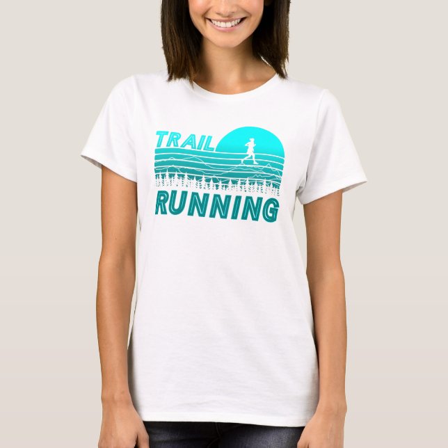 Camiseta Trail Running im blauen Sonnenuntergang mit Wald (Anverso)