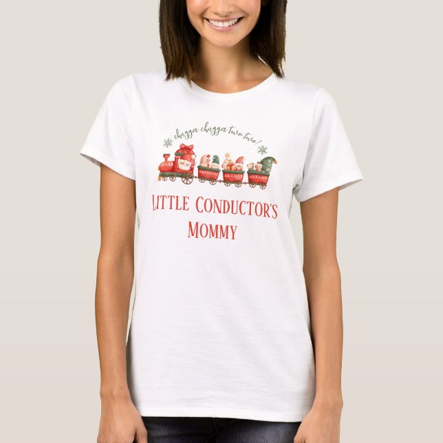 Camiseta Train 2nd Birthday Party Little Conductors Mommy  (Anverso)