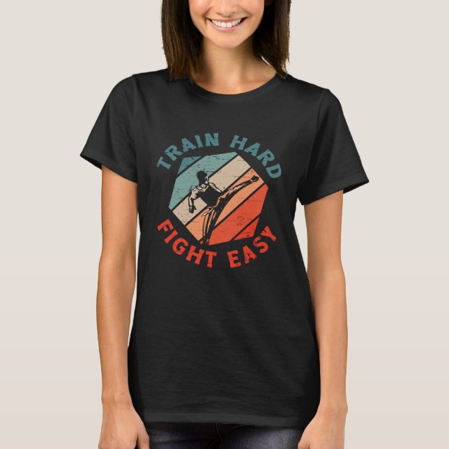 Camiseta Train Hard Fight Easy Aikido Karate Jiu Jitsu (Anverso)