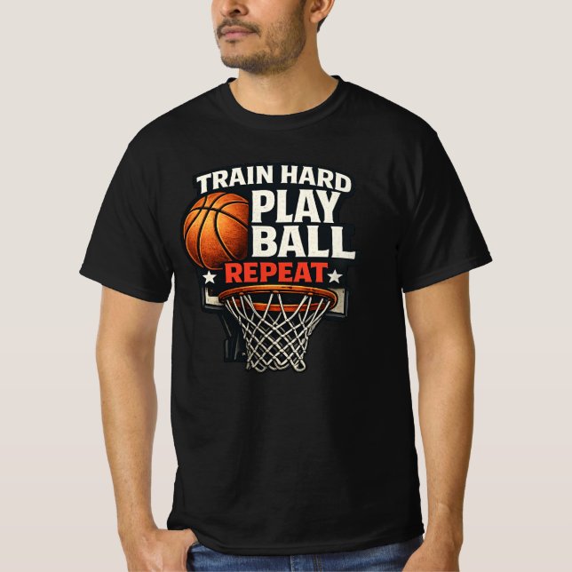 Camiseta Train Hard Play Ball Repeat Basketball T-Shirt | S (Anverso)