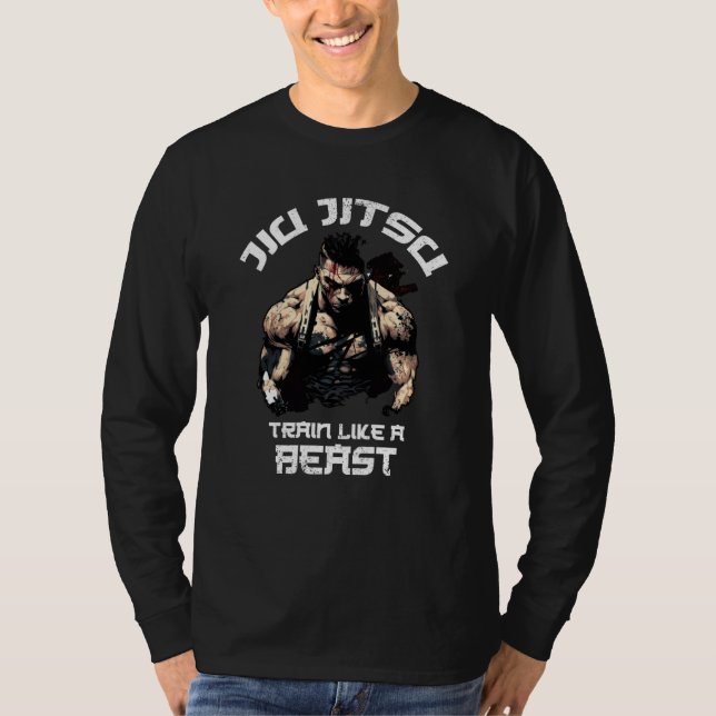 Camiseta Train like a Beast Jiu Jitsu BJJ Grappling MMA (Anverso)