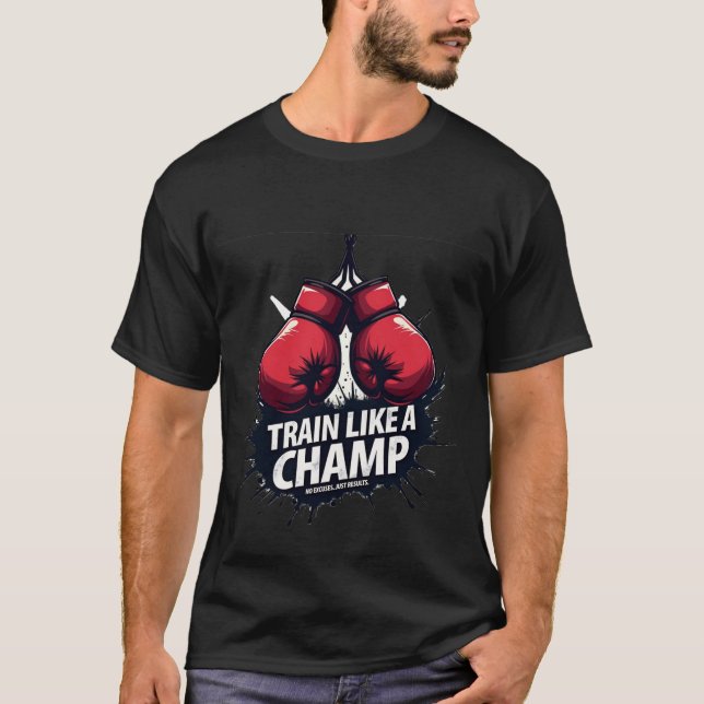 Camiseta Train Like a Champ: Red Boxing Gloves & Motivation (Anverso)