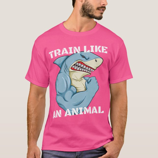 Camiseta Train Like An Animal Shark Weightlifting Muscle Fi (Anverso)