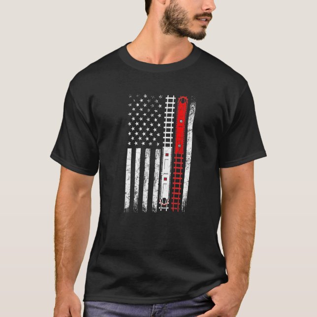 Camiseta Trains on rails american flag locomotive model rai (Anverso)