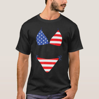 Camiseta Traje de baño cubre bikini 4 de julio bandera amer