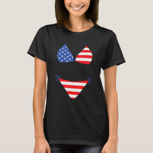 Camiseta Traje de baño cubre bikini 4 de julio bandera amer