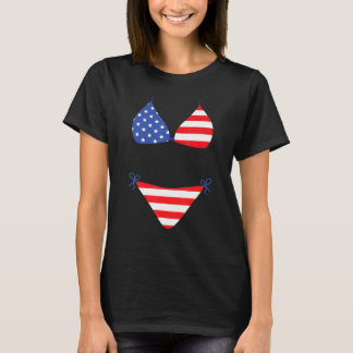 Camiseta Traje de baño cubre bikini 4 de julio bandera amer