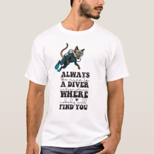 Camiseta Traje de buzo azul Scuba Cat