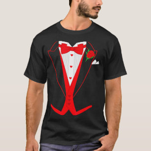 Camiseta Traje de corbata de lazo rojo de esmoquin del día