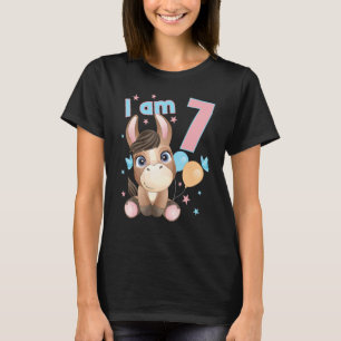 Camiseta Traje de cumpleaños 7 años niño niña Caballo lindo