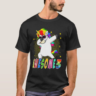 Camiseta Traje de cumpleaños número 3, Unicornio haciendo D
