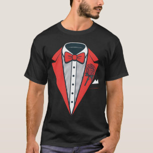 Camiseta Traje de esmoquin rojo con corbata de lazo formal