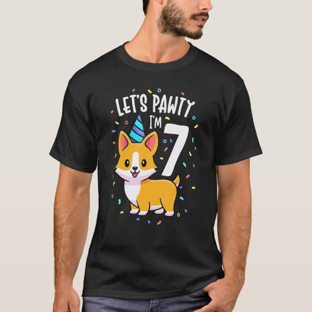 Camiseta Traje de fiesta de cumpleaños número 7 para perro  (Anverso)