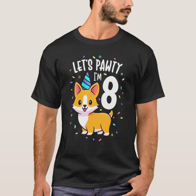 Camiseta Traje de fiesta de cumpleaños número 8 para perro  (Anverso)