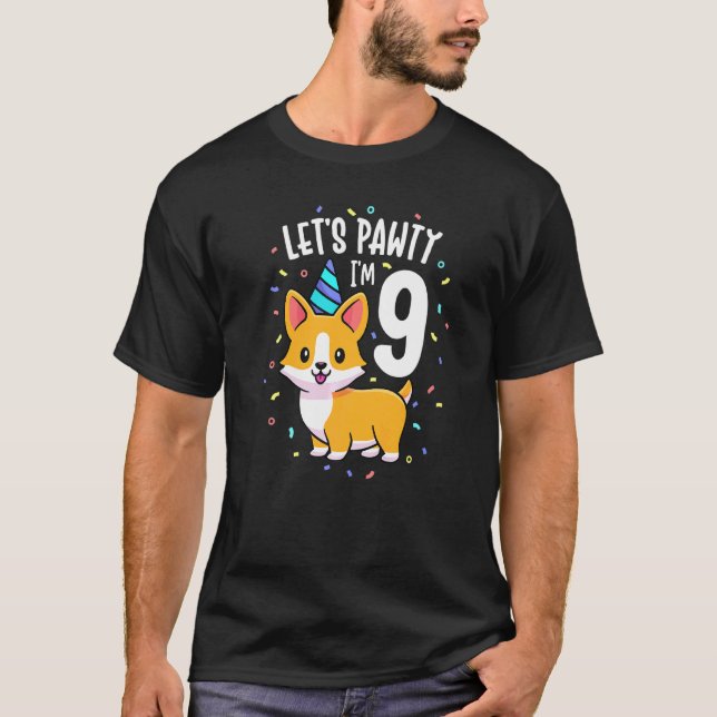 Camiseta Traje de fiesta de cumpleaños número 9 para perro  (Anverso)