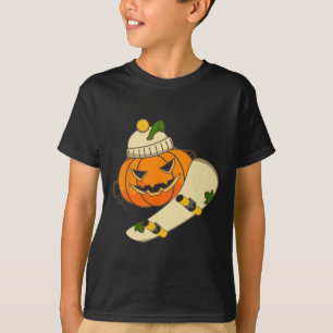 Camiseta Traje de Halloween de monopatín de calabaza divert